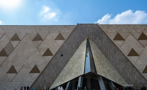 Ancient Egyptian exhibits inside the Grand Egyptian Museum during the Cairo itinerary