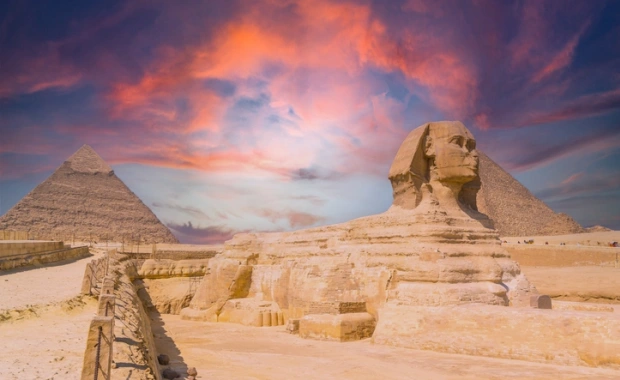 Giza pyramids Sphinx panoramic, Egypt and Jordan Trip
