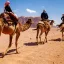 Tour Giordania, tre uomini s dorsi di tre cammelli