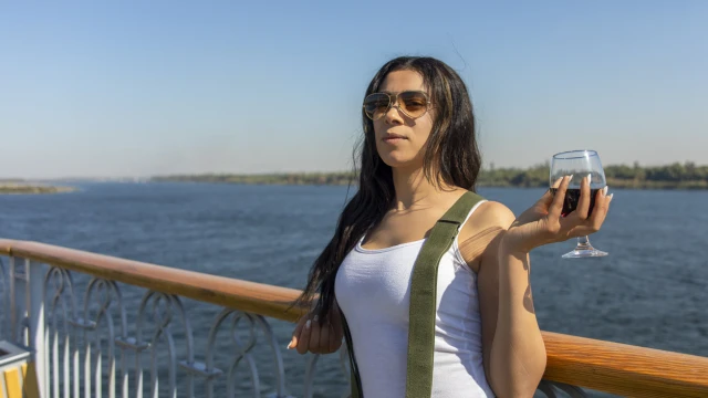 a female tourist in a Nile cruise, Gems of Egypt and Nile Tour