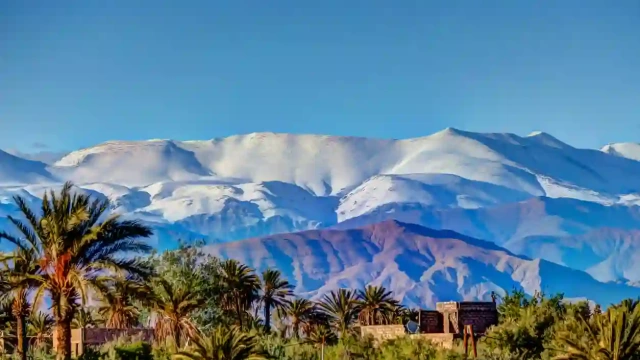 Vista delle montagne dell'Alto Atlante da Skoura Marocco, montagne marocco