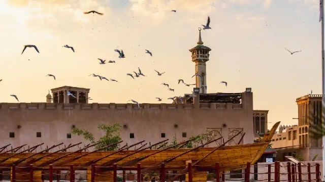 Tramonto sul quartiere di Al Fahidi a Dubai, Bastakiya Dubai