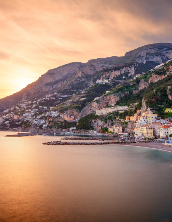 Amalfi, Italy coastal town skyline on the Tyrrhenian Sea