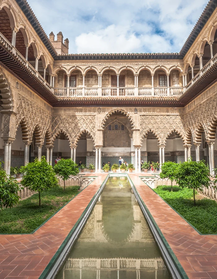 Patio in Royal Alcazars of Seville, Spain