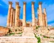 Ciudad Arqueológica de Jerash, Jordania: Templo de Artemisa en la antigua ciudad romana de Gerasa, la moderna Jerash, una ciudad romana de la decápolis. Oriente Medio