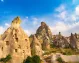 A scenic photo of Uchisar Castle, the highest point in Cappadocia.
