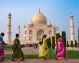 Indian visitors exploring the iconic Taj Mahal in Agra.