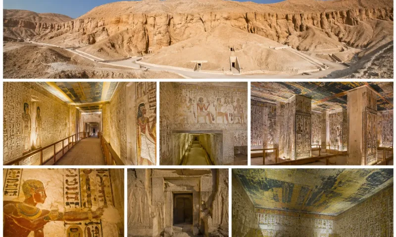 Ancient Egyptian Tombs and Desert Collage, Egypt Valley of the Kings