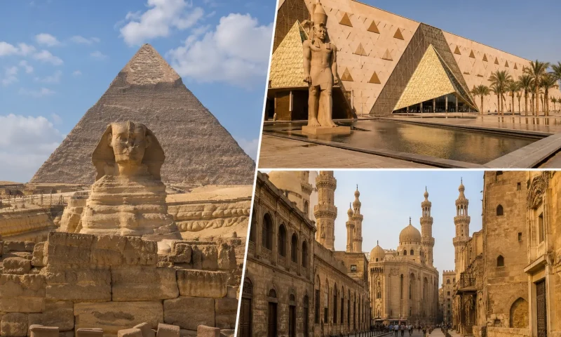 Egyptian Landmarks in Three Panels, Things to Do in Cairo Egypt