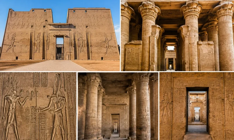 Ancient Egyptian Temple Collage, Edfu Temple Egypt