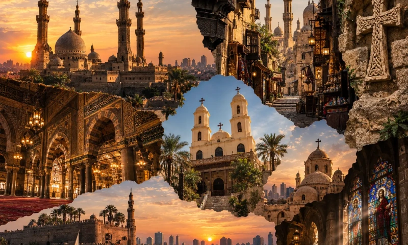 Cairo’s Sacred Sunset Collage, Cairo City