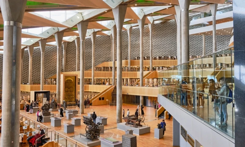 Interior of Bibliotheca Alexandrina, City of Alexandria Egypt