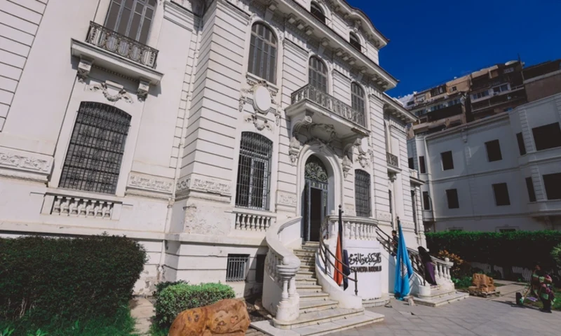 General View to the Entrance Door into Alexandria National Museum, City of Alexandria Egypt