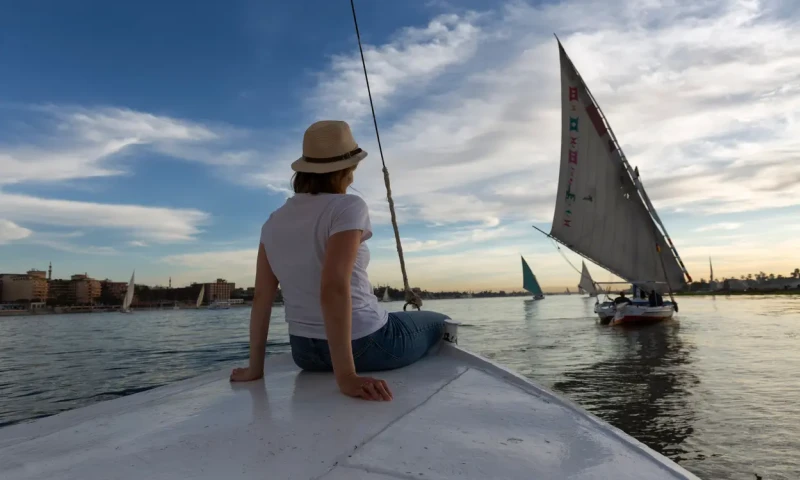 Aswan city Egypt - Nile felucca