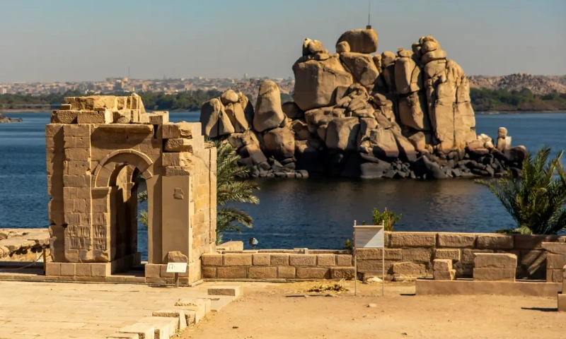 Philae Temple Nile view at Aswan city Egypt