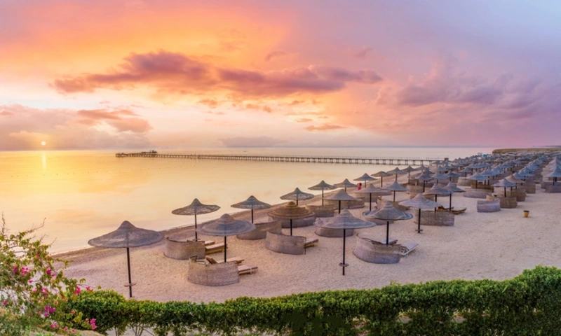 Landscape with beach at sunrise in Marsa Alam, Marsa Alam Egypt
