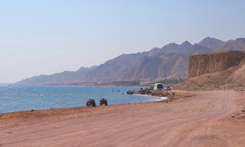 Scenic coastal view with sandy beach, Egypt Nuweiba