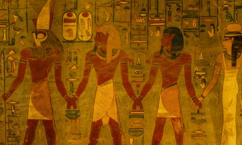 Tomb Painting of Pharaoh and Family Procession, Life in Ancient Egypt