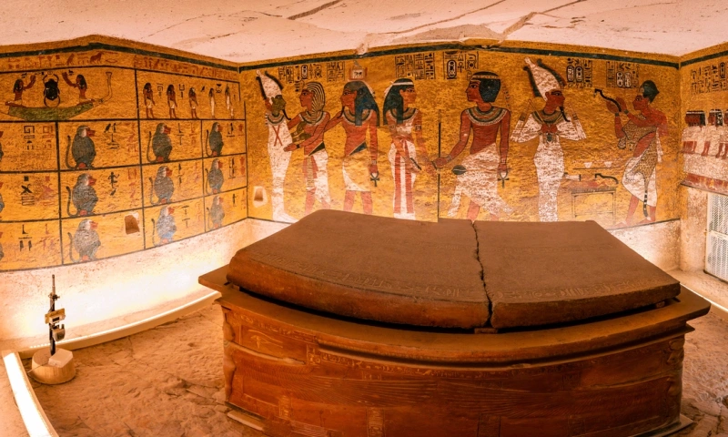 Panoramic interior of Tutankhamun tomb, Valley of the Kings Tombs