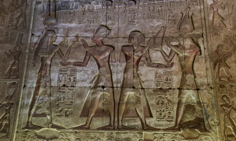 Scene from Abydos Temple in Madfuna, Temple of Osiris