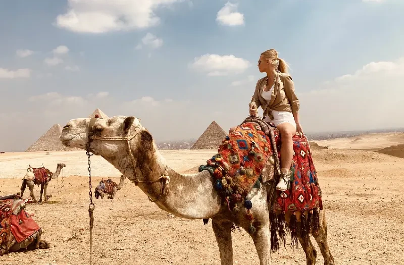 Donna sul cammello, escursioni porti a cairo