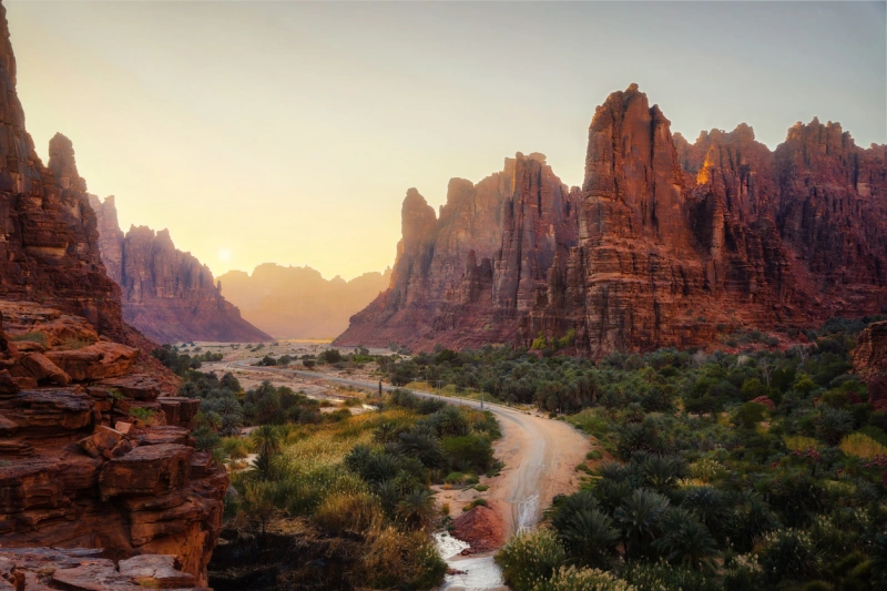 Cañón Wadi al Disah en Arabia Saudita