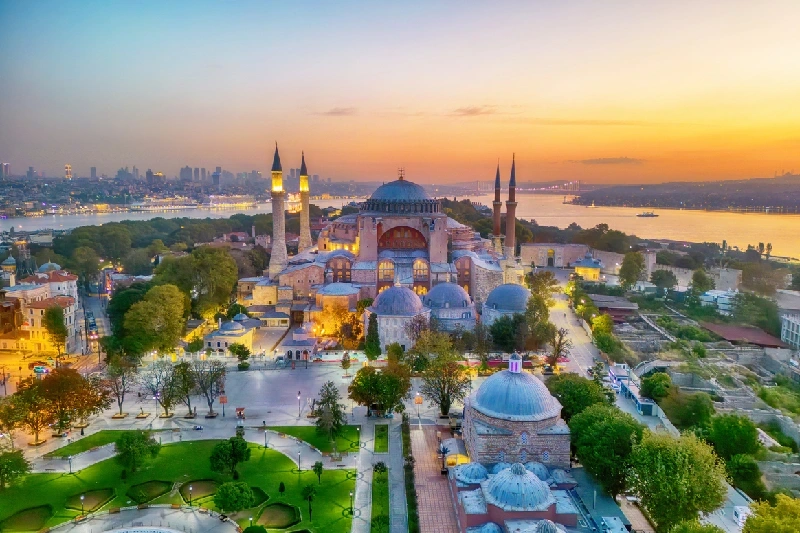 A stunning aerial view showcasing the beauty of Hagia Sophia