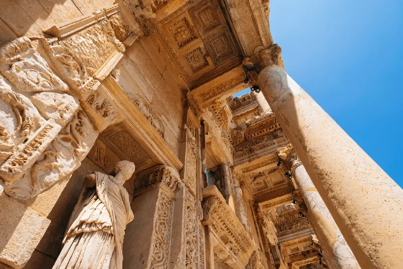 Ancient ruins of Ephesus with the iconic Library of Celsus.