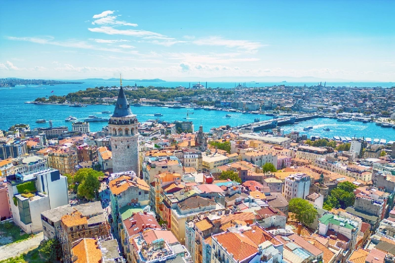 An aerial view of Istanbul city showcasing its stunning skyline.