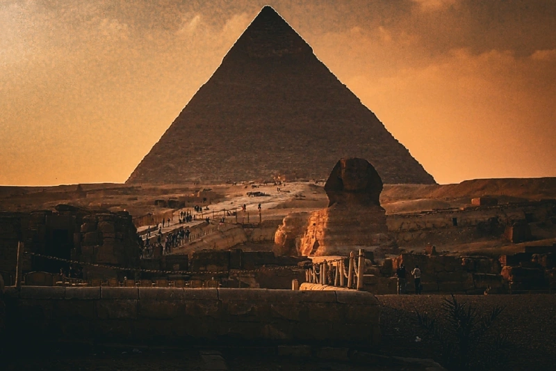 La gran pirámide con esfinge.