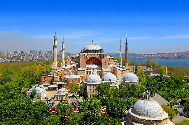 A stunning aerial view showcasing the beauty of Hagia Sophia