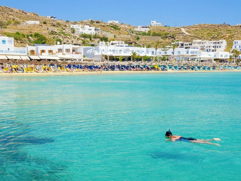 A Girl swimming in Platys Gialos A Girl swimming in Platys Gialos
