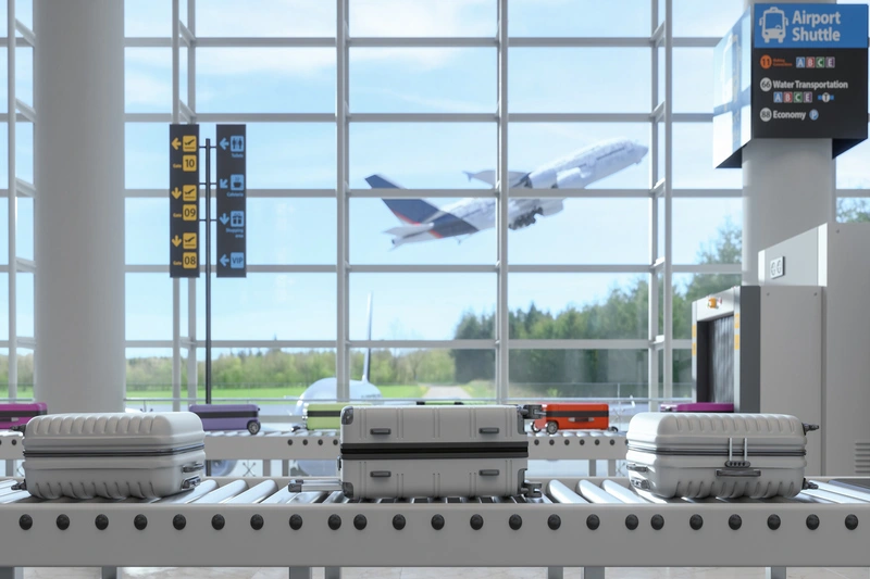 Puesto de control de seguridad del aeropuerto con escáner de rayos X Puesto de control de seguridad del aeropuerto con escáner de rayos X