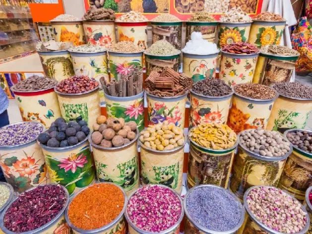 Exploring the vibrant Dubai Spice Souk.