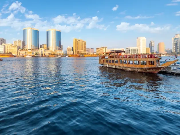 Traditional abra crossing Dubai Creek.