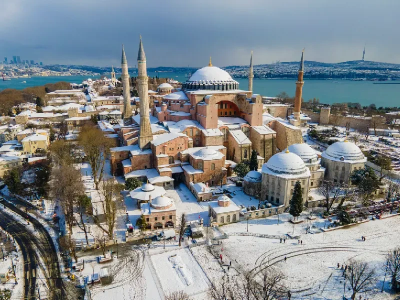Hagia Sophia Mosque (Ayasofya Cami) during the winter season.