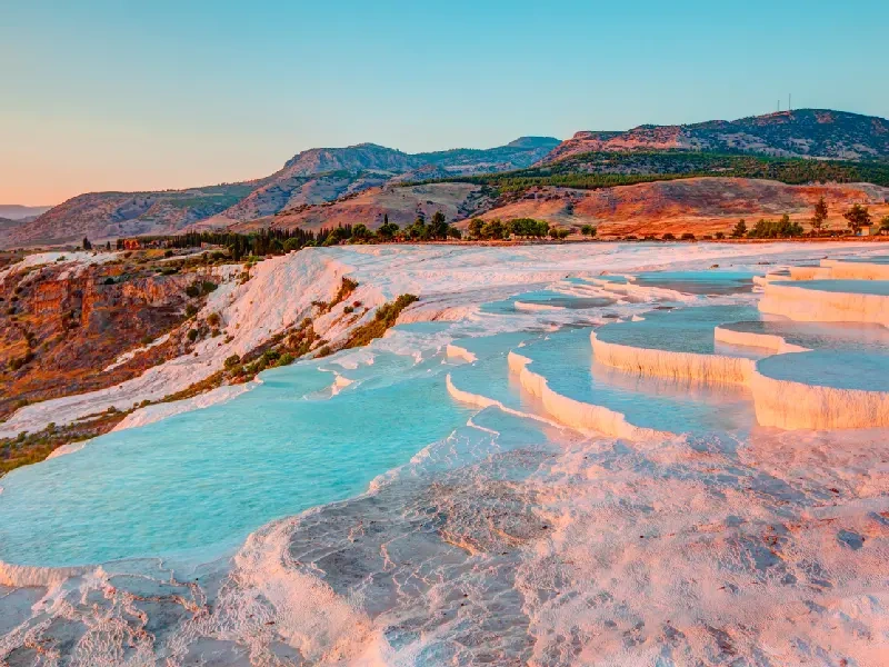 Pamukkale’s famous white terraces and thermal pools.
