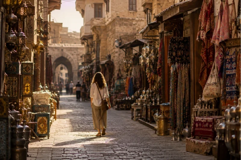 viaggiatrice italiana tra i vicoli del khan el khalili, mance in egitto