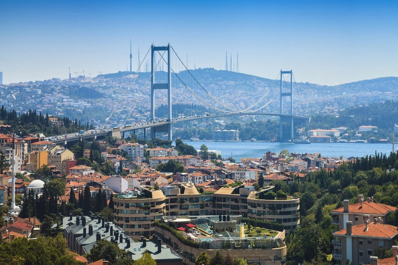 Panorama de la ciudad de Estambul y el Puente del Bósforo Panorama de la ciudad de Estambul y el Puente del Bósforo