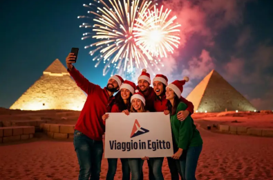 Amici Festeggiano il Natale alle Piramidi, capodanno al cairo