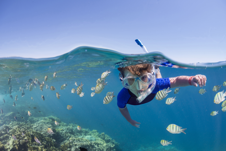 un ragazzo fa snorking a sharm in egitto
