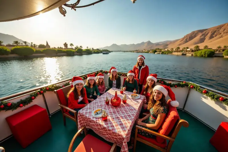 Amici Festeggiano il Capodanno sulla Dahabeya, vacanze di natale in egitto