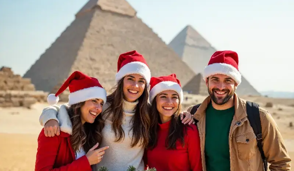 Una famiglia alle piramidi, natale in egitto