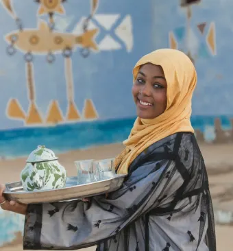 Nubia Egitto, un uomo a casa nubiana