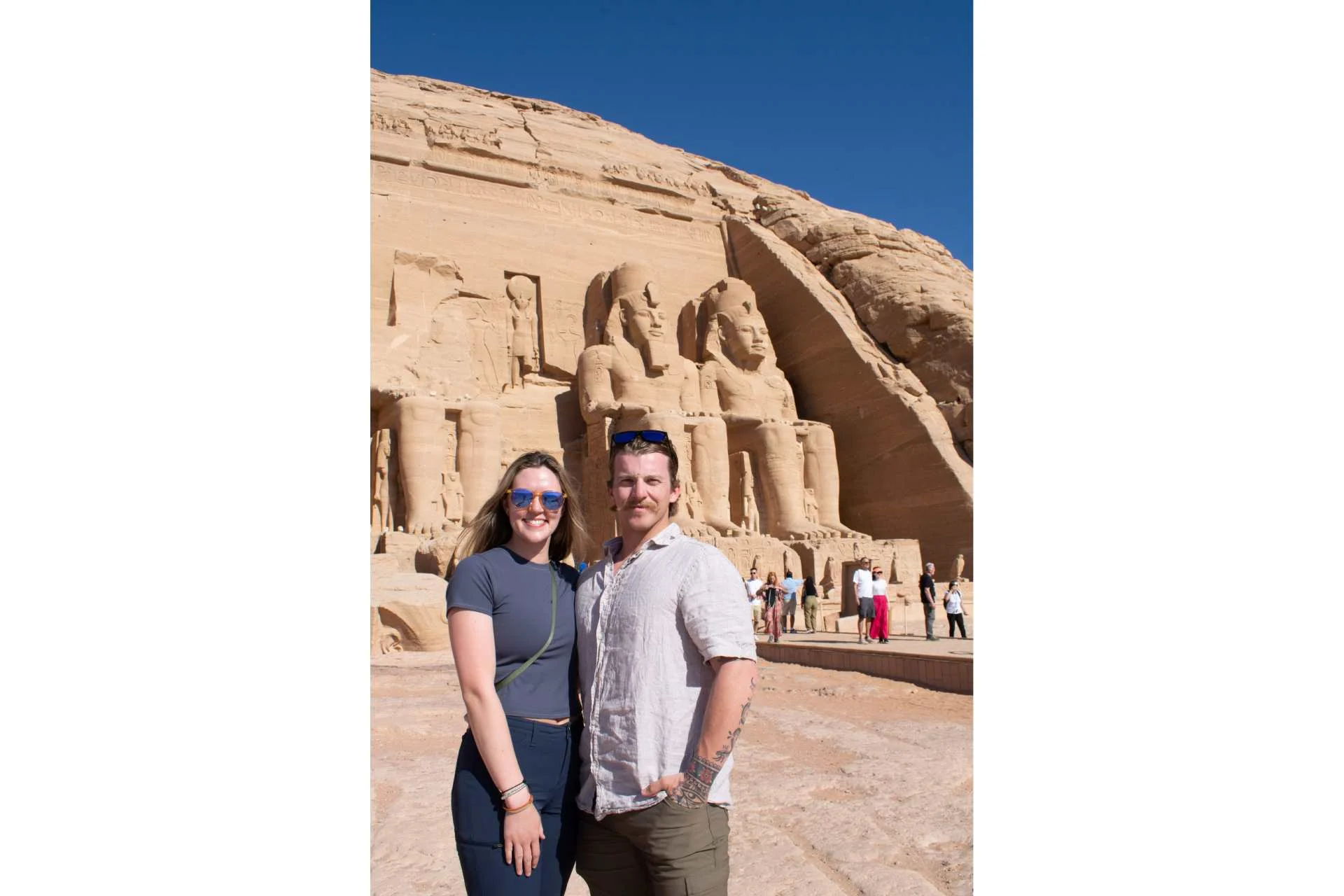 Couple standing in front of abu simbel temple, 10 Days Luxury Egypt Tour