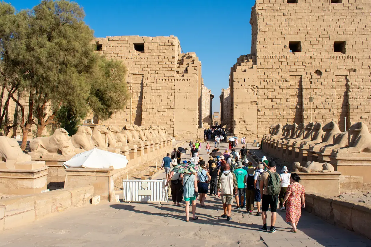 many tourists in karnak temple, Cairo Nile Cruise Red sea