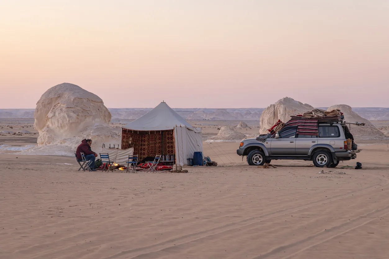 a tourist camp in the White Desert of western Egypt, 8-Day Egypt Itinerary — Cairo, White Desert National Park & Luxor