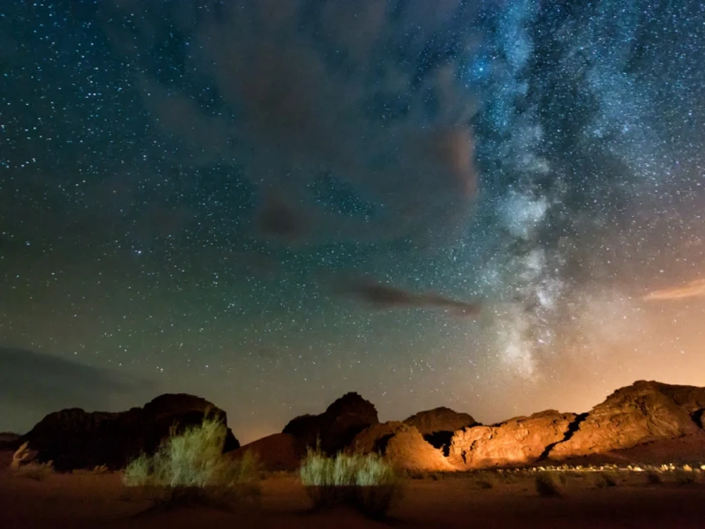Via Lattea sul campo tendato nel Wadi Rum