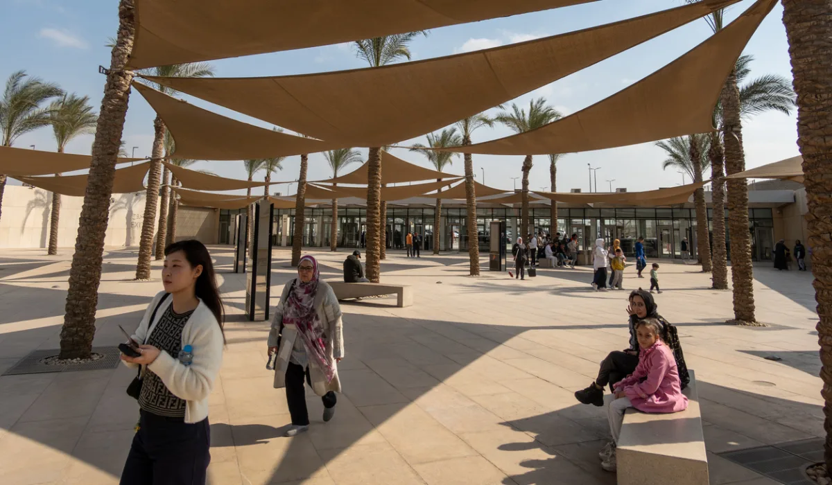 Tourists in the The Grand Egyptian Museum, Grand Egyptian Museum