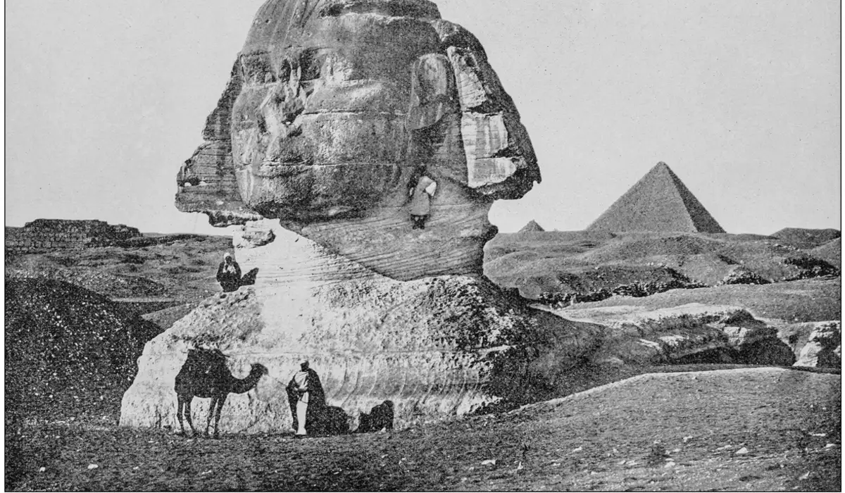 Antique photograph of World's famous sites: The Sphinx, Egypt